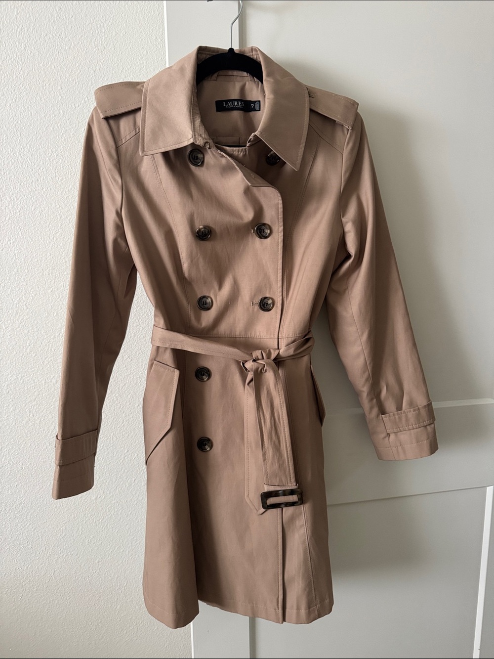 Lauren Ralph Lauren Tan Double-Breasted Trench Coat